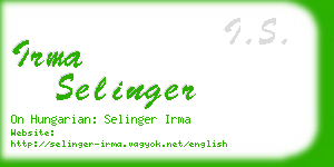 irma selinger business card